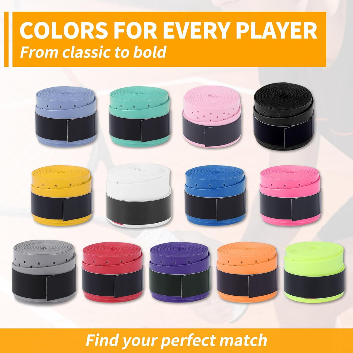 2 Pcs Tennis Racket Grip Tape, Badminton Grip Tape, Anti-Slip, Absorbent, Breathable Racket Overgrip Tape