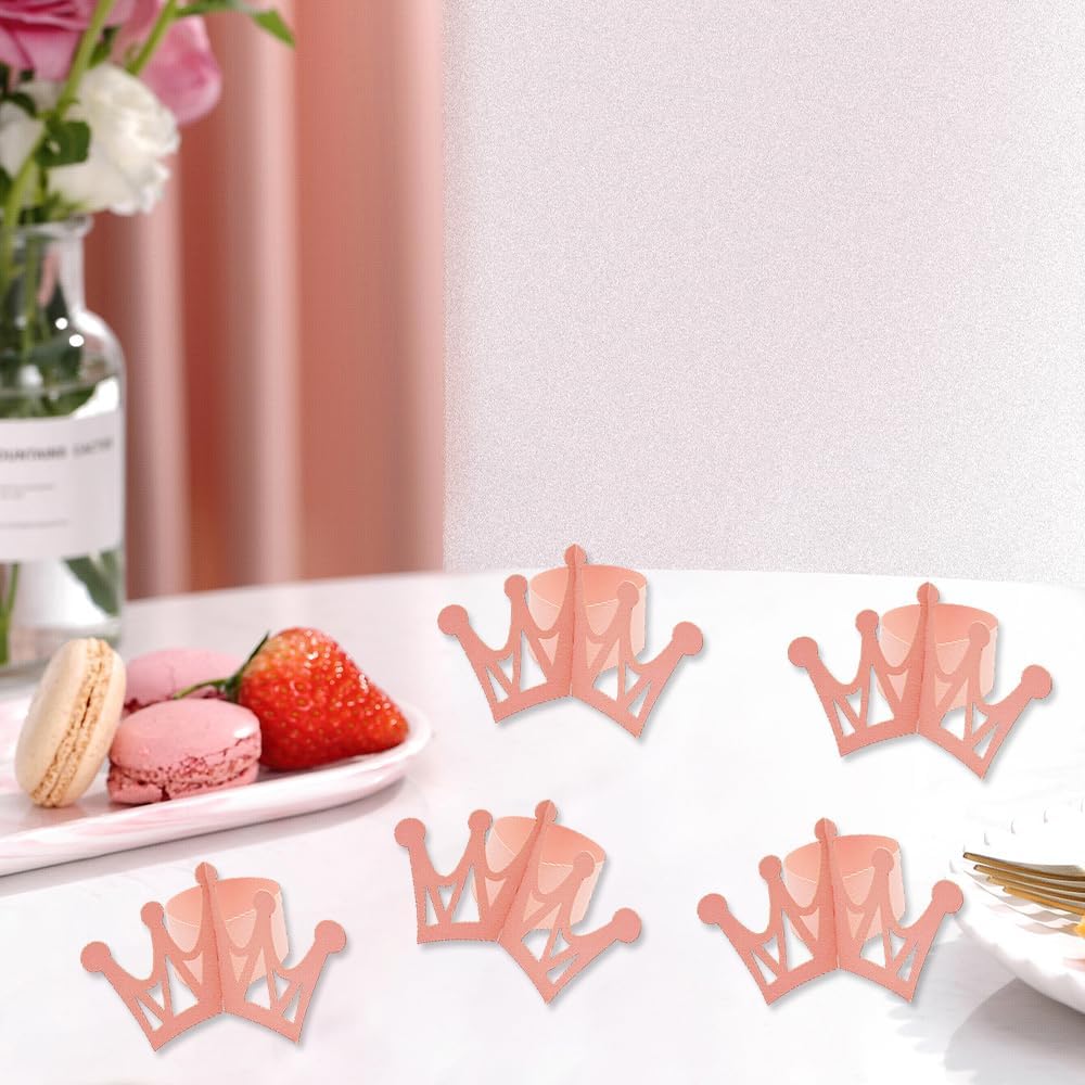 50pcs Napkins Rings Bulk, Pink Tiara Napkin Holder Crown Buckles for Table Decorations, Christmas,Wedding, Dinner,Party, DIY Decor (Pink, 1.7inch)