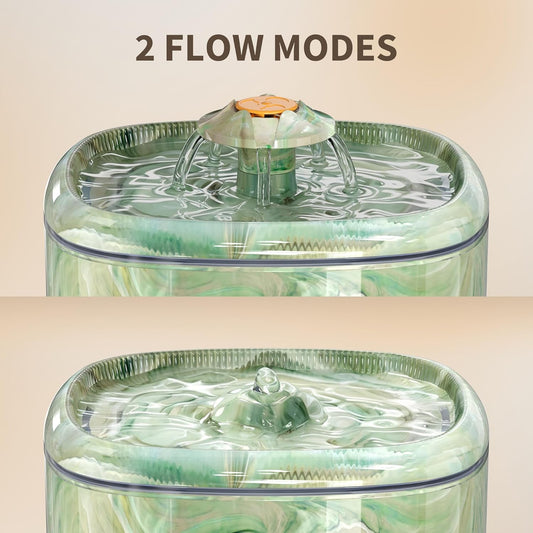 Cat Water Fountain Automatic 2.5L, Interactive Spinning Top & Camouflage Design, Ultra-Quiet Pump with 4-Stage Filter, Pet Water Dispenser with 2 Filters for Multiple Pets (Green+2 Filters)