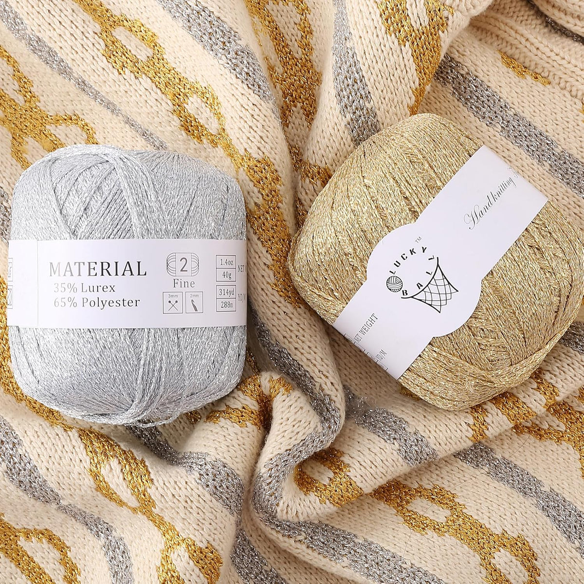 80g Sparkle Silver Lurex Thread Shining Yarn, Metallic Crochet Thread Yarn for Crocheting, Sparkle Metallic for Knitting Clothes, Car Charm, Keychain Charm(Pink)