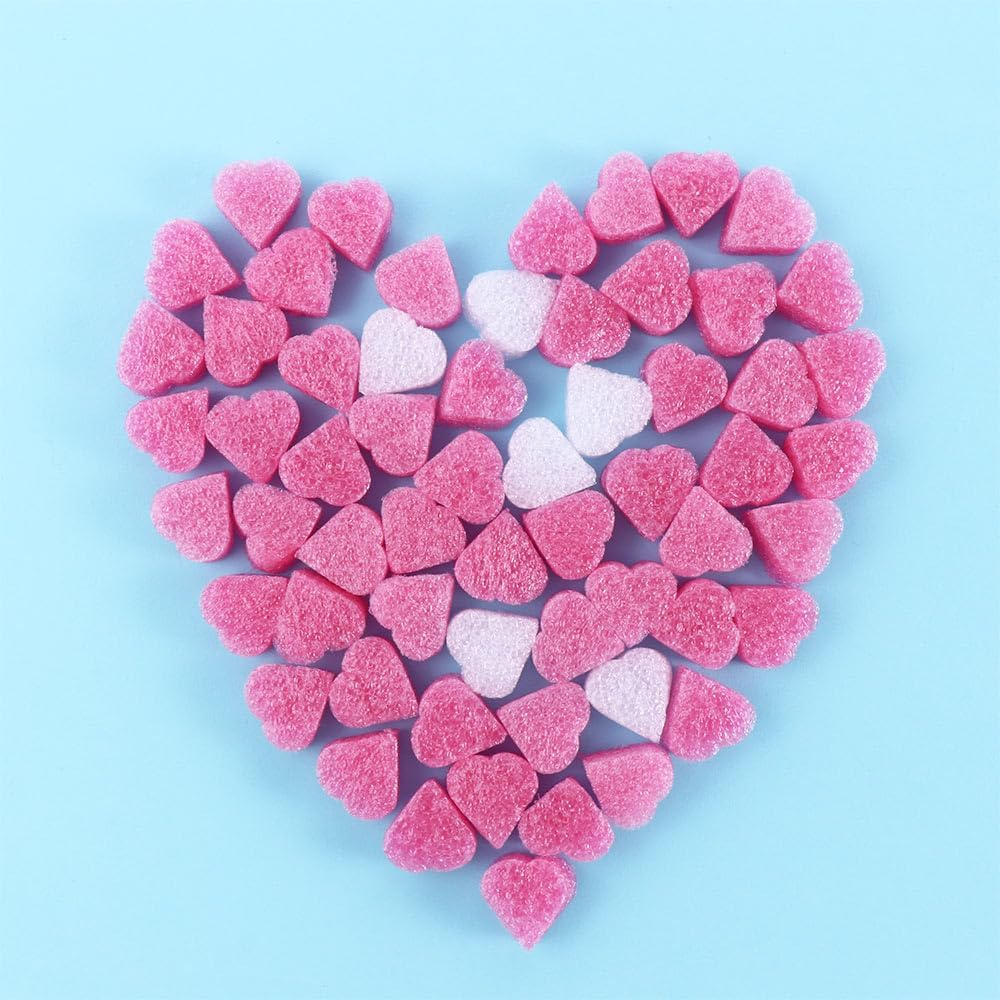 300PCS Gift Box Filler Shreds, 15x10 mm Pink Heart Shaped Foam for Wedding Party Home Decoration Material Packing Wedding Flower DIY Basket Filling