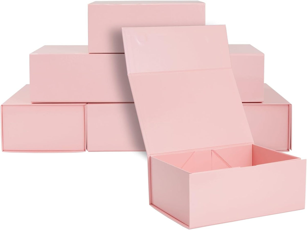 Jewelry Gift Box Set - 6-Pack, 9.5 x 7 x 4 In, Pink Magnetic Lids - Bulk Boxes for Bridesmaid Proposals, Wedding & Birthday Surprises