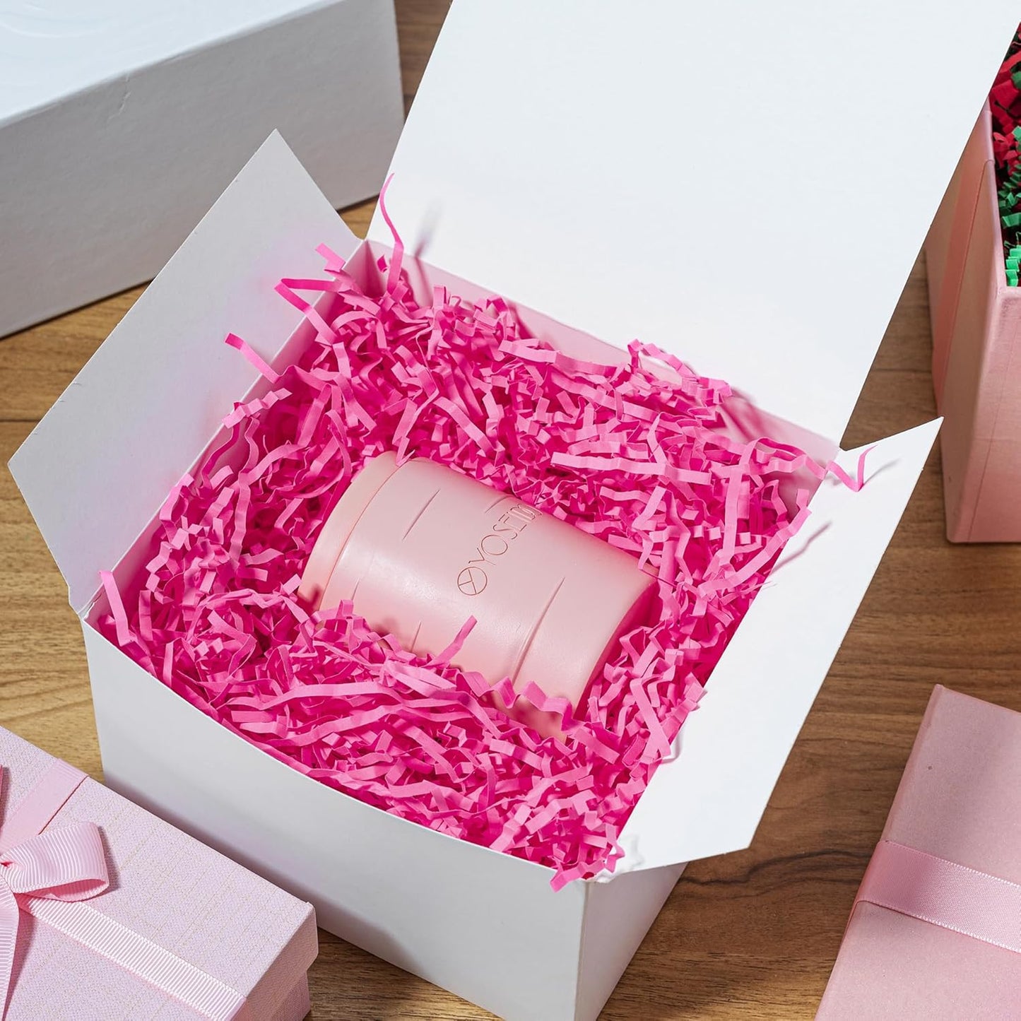 1 LB Crinkle Cut Paper Shred Filler Pink Crinkle Shredded Paper for Gift Box - Gift Basket Bag Filler - Grass Cushion Stuffing for Mother's Day Holiday Packaging Wrapping