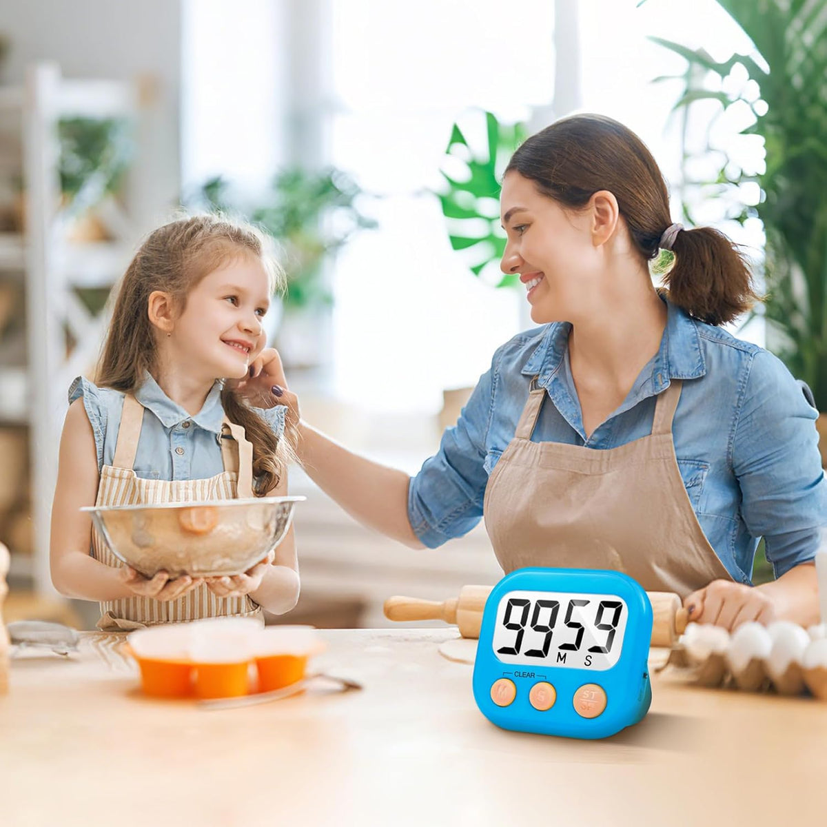 6 Pack Digital Kitchen Timer Small Classroom Timers for Kids Teachers (Blue&Pink)