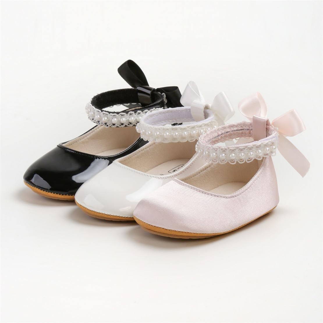 Baby Girls Mary Jane Flats Shoes Anti-Slip Rubber Sole Infant Toddler Princess Wedding Dress Shoes