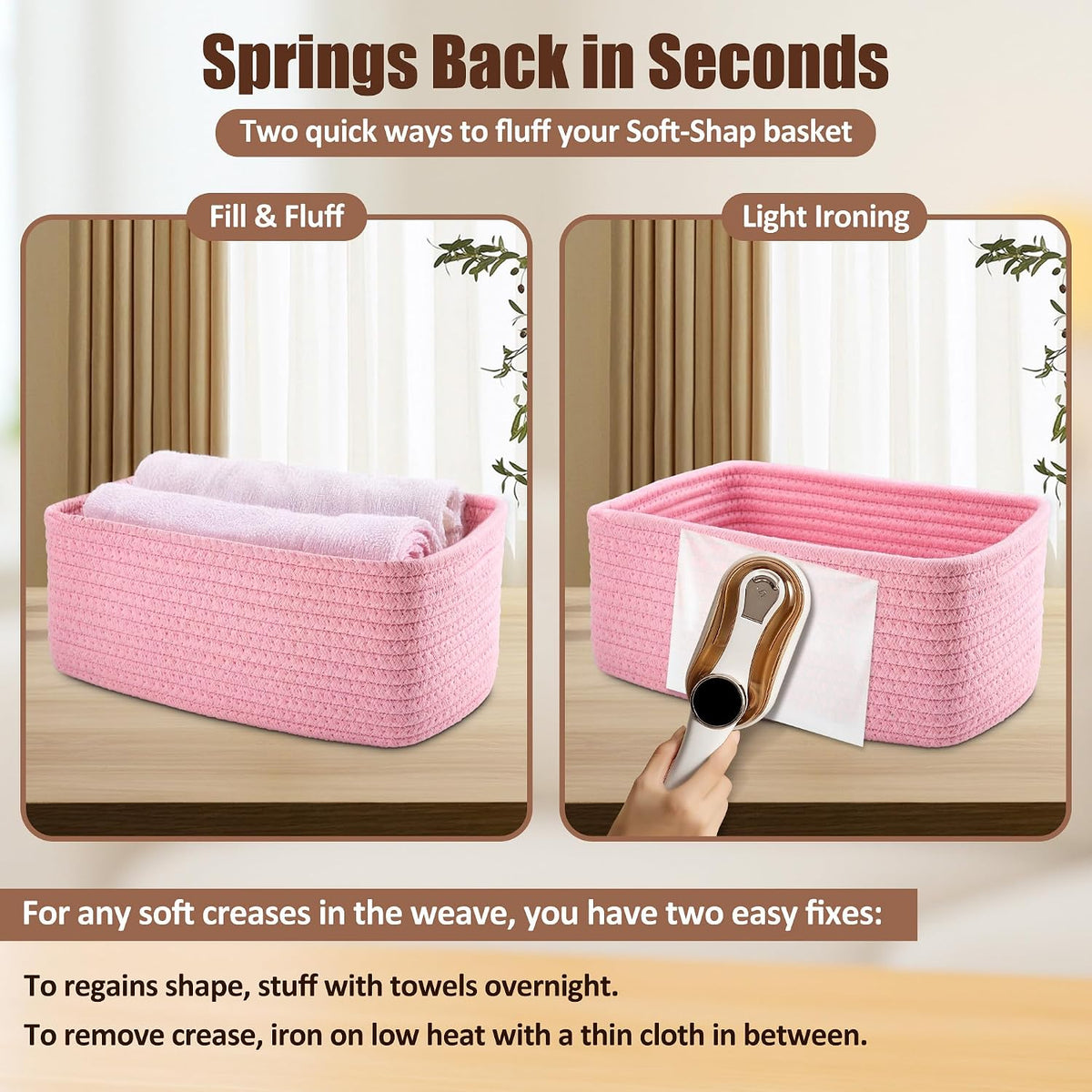 5-Pack Small Woven Rope Storage Baskets, 2 Sizes Organizer Bins