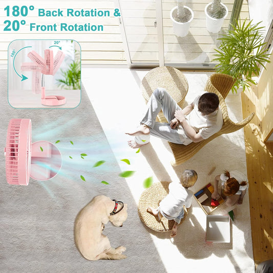Flodaway Fan Rechargeable, Fold Away Fans Portable for Traveling Foldable Compact, Desk and Floor Fan 7200mAh Portable Folding Fan Battery Operated Adjustable 14.5-40"