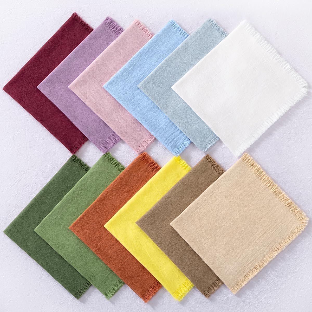 Pink Summer Cotton Linen Washable Cloth Napkins Set of 6
