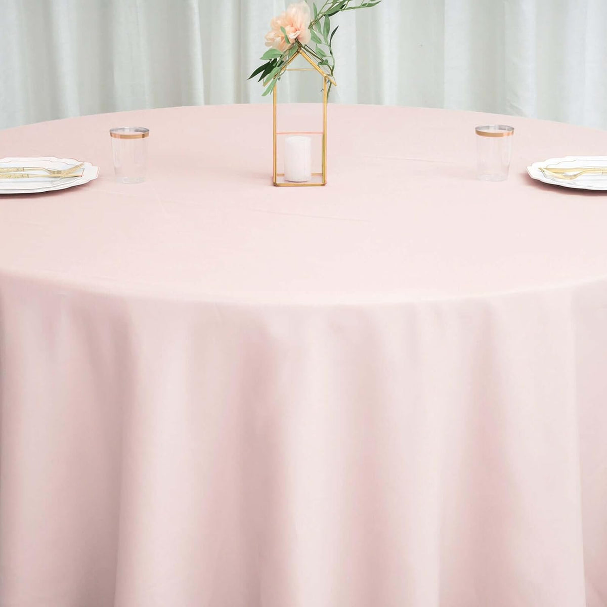 Round Tablecloth, 120 Inch Stain & Wrinkle Resistant Washable Table Cloth, Decorative Polyester Fabric Table Cover for Banquet, Wedding, Dining - Blush