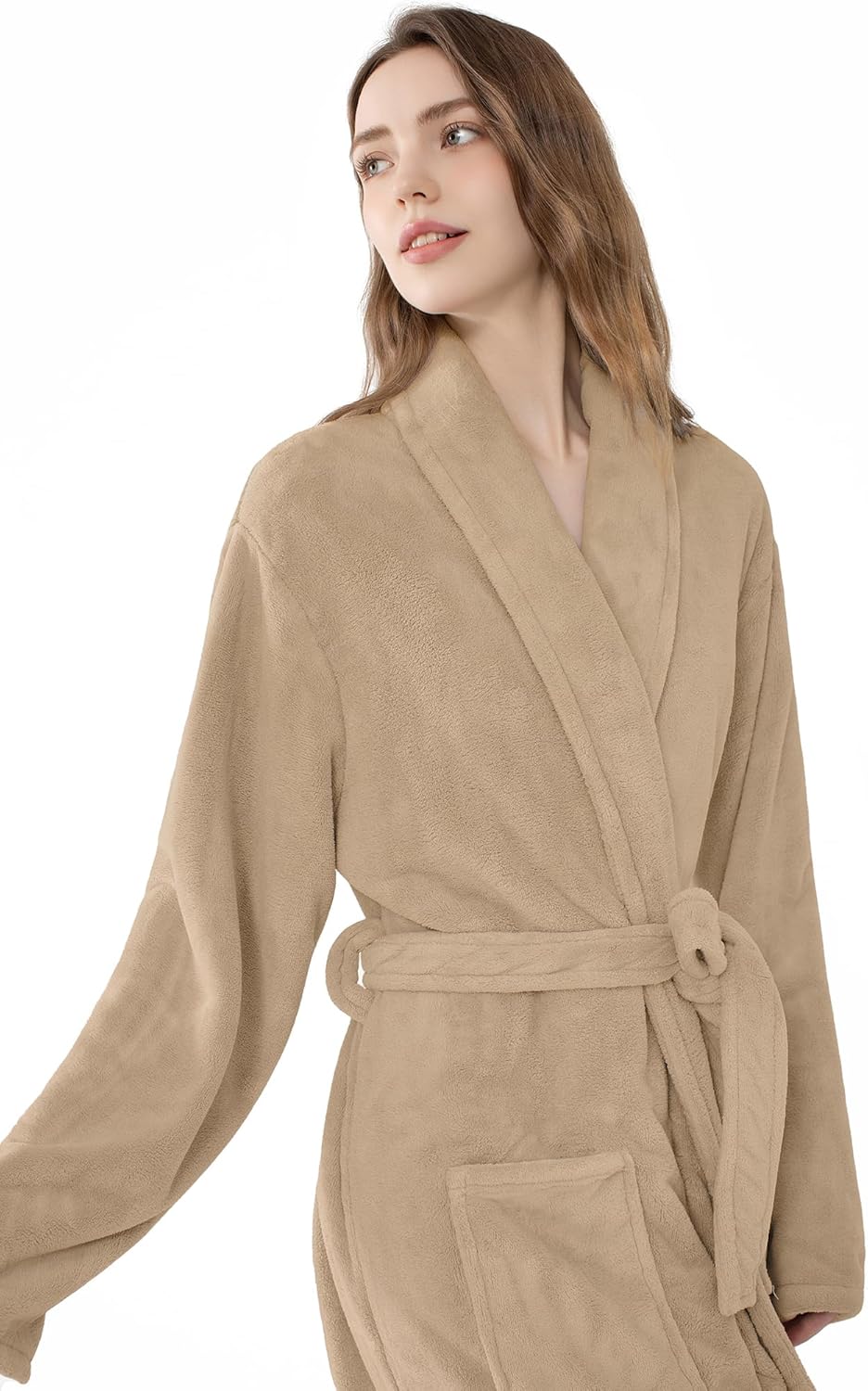 Soft Robe For Women,Warm Plush Bath Robes Female,Spa Towel After Shower Lightweight Long Bathrobe