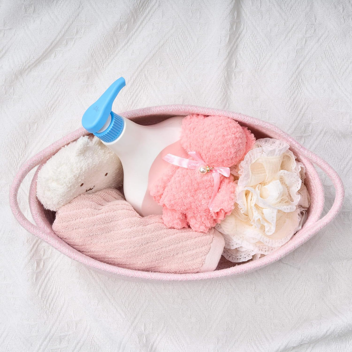Gift Basket Empty, Small Baby Shower Basket for Gifts, Pink