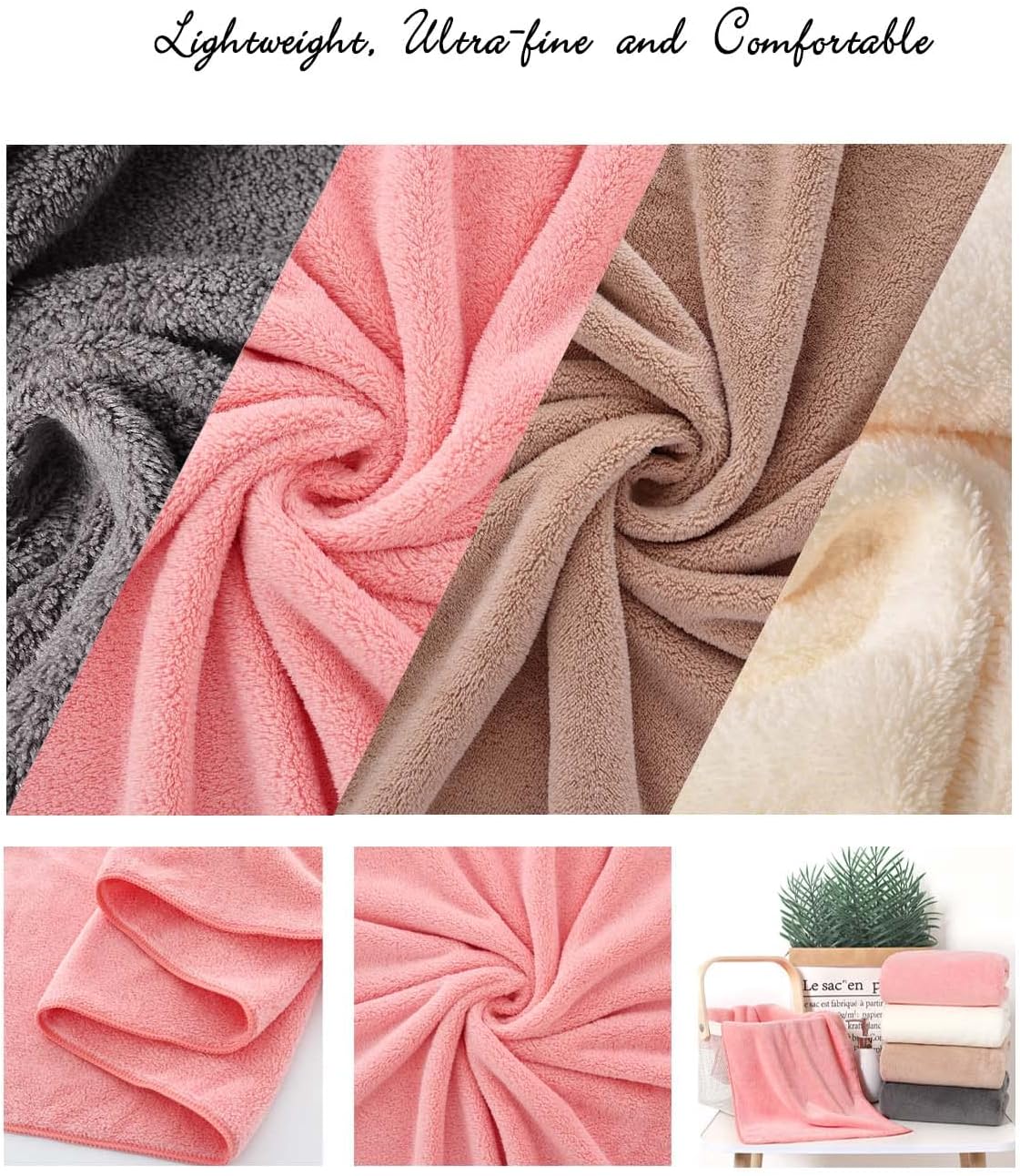 Towels 3 Piece Very Soft Microfiber Bath Towel Set Super Absorbent Light Quick Dry and Durable, 55" L x 27" W, 3 Pack Pink Red