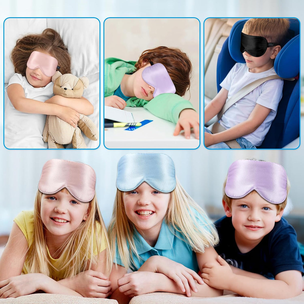 Silk Sleep Eye Mask for Kids, 100% Natural Pure Silk Sleeping Masks 2 Pack