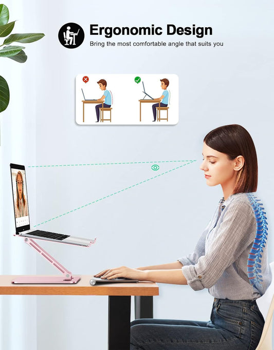 Aluminum Alloy Laptop Stand for Desk, Foldable Laptop Riser Holder
