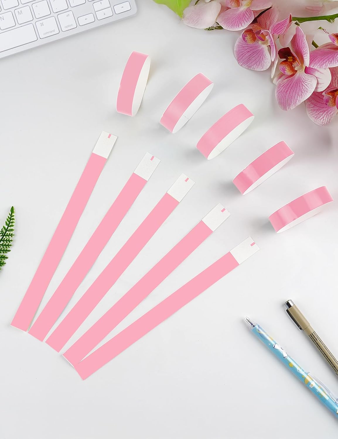 Paper Wristbands for Events, 500 Pcs Disposable Wrist Bands, Pink