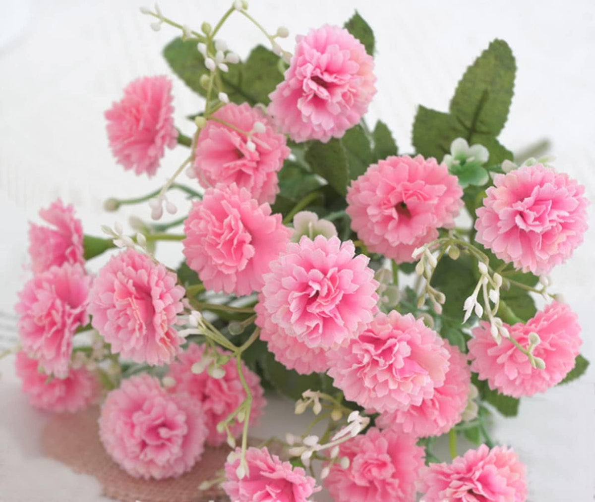 2pcs Small Carnation Artificial Flowers Bulk Fake Flower with Stems Silk Carnation Flowers for Outdoors Wedding Home Hotel Decorations (Pink)