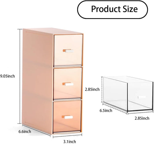 Plastic Clear Tea Box, Tea Bag Organizer with 3 Drawers for Sugar Sachets