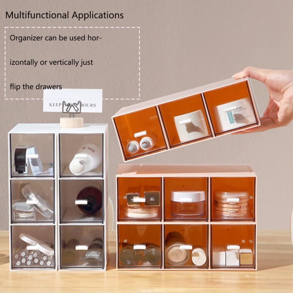 Plastic Clear Tea Box, Tea Bag Organizer with 3 Drawers for Sugar Sachets