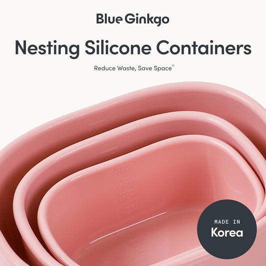 Silicone Food Storage Containers, Nesting 3-Pack, Pink