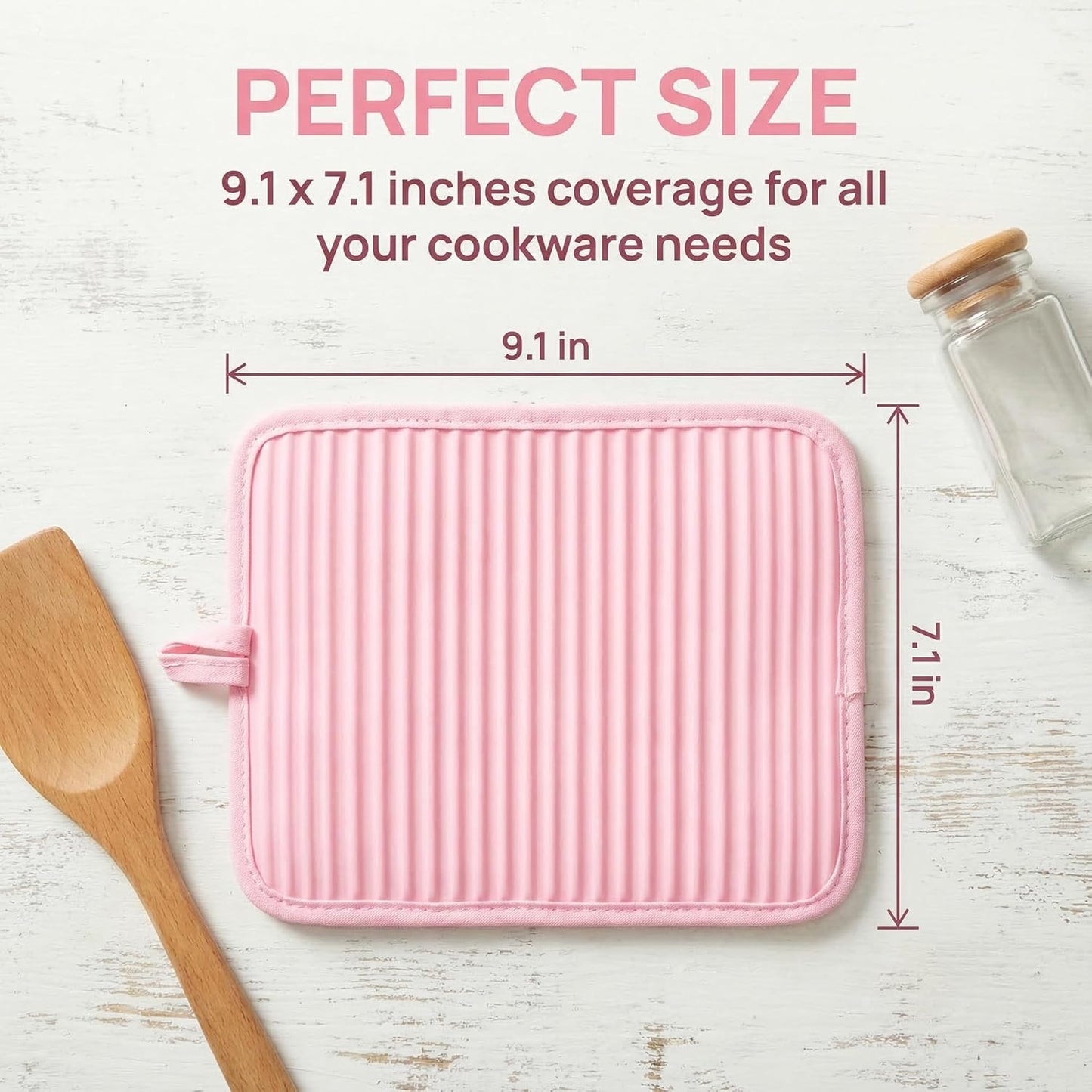 1 Pcs Pot Holders, Heat Resistant Trivets, Non-Slip Hot Pads for Countertops, Oven Pot Holders for Kitchen, Baking and BBQ 9.1 * 7.1in Pink