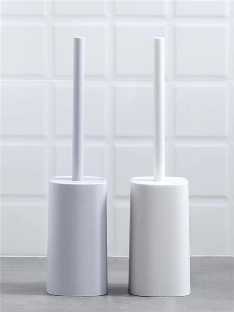 Floor Standing Toilet Brush with Holder - Durable Plastic Toilet Bowl Cleaner for Bathroom Accessories - White Wc Brush Set Pink