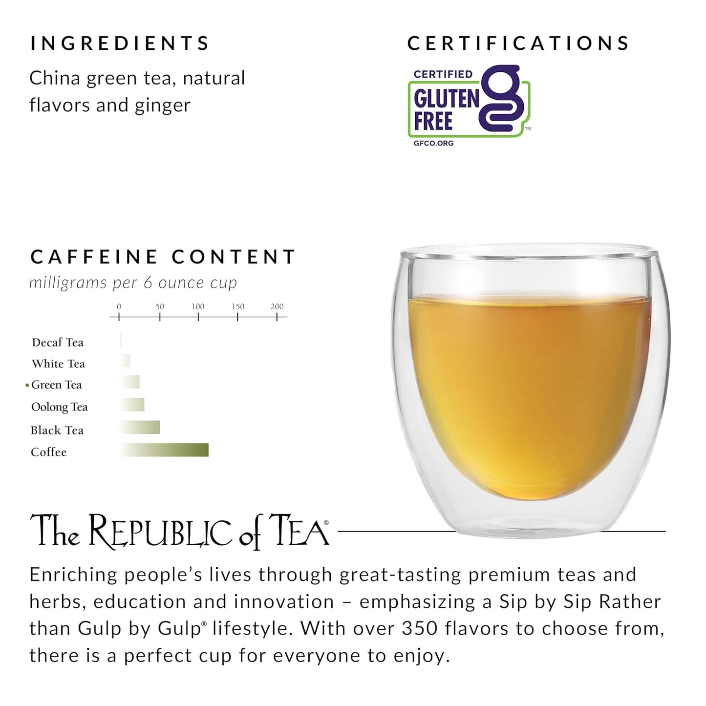 Ginger Peach Green Tea, 50 Tea Bags, Tin | Flavored Fruit Tea | Caffeinated