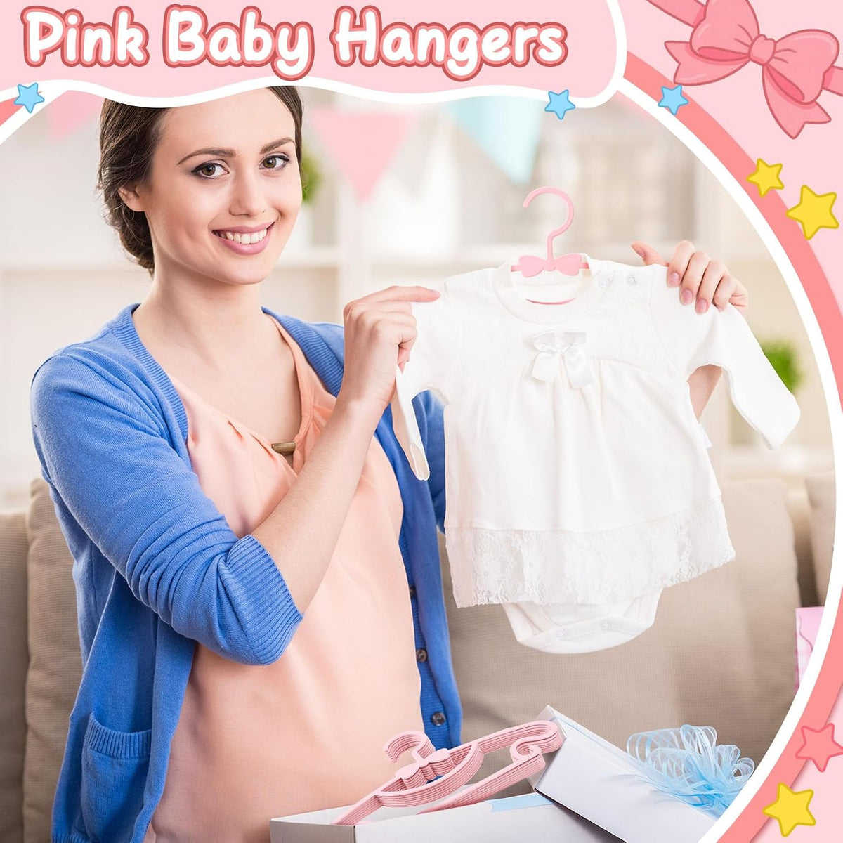50 Pack Pink Baby Hangers Plastic Baby Nursery Closet Hangers