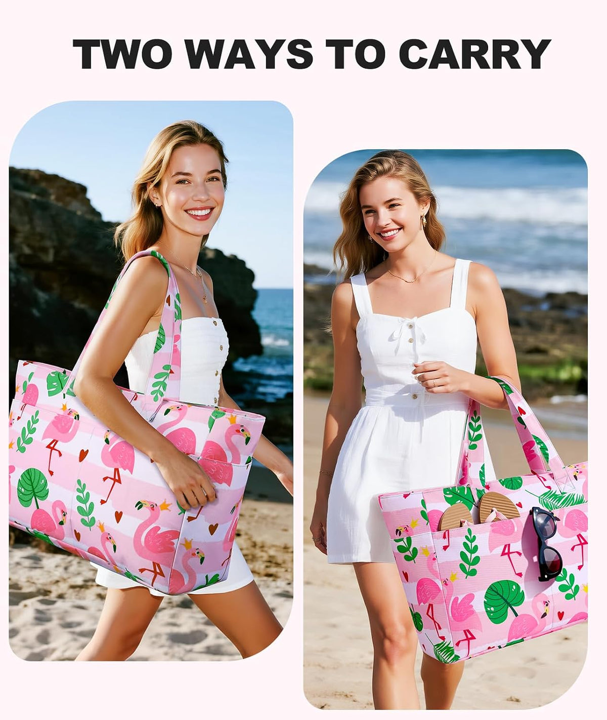 ISEYOU Extra Large Beach Bag Waterproof Beach Totes Bags for Women, Lightweight Foldable Pool Bag with Zipper Wet Compartment