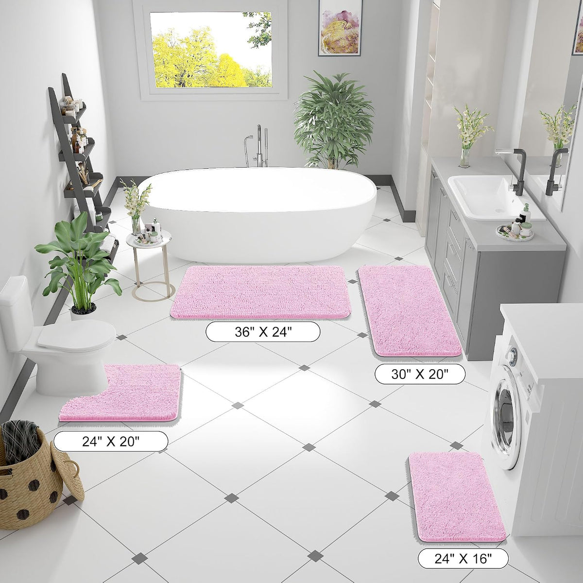 Bathroom Rugs 30x20, Extra Soft Absorbent Chenille Bath Rugs