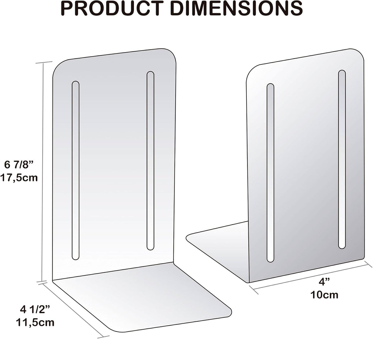 Acrimet Bookends for Shelves, Non-Skid Book Holder, Heavy Duty Book Stopper, Steel Metal Book Ends Storage for Home, Library, 6 7/8" H x 4" W x 4 1/2" D (Pink) (1 Pair / 2 Pieces)