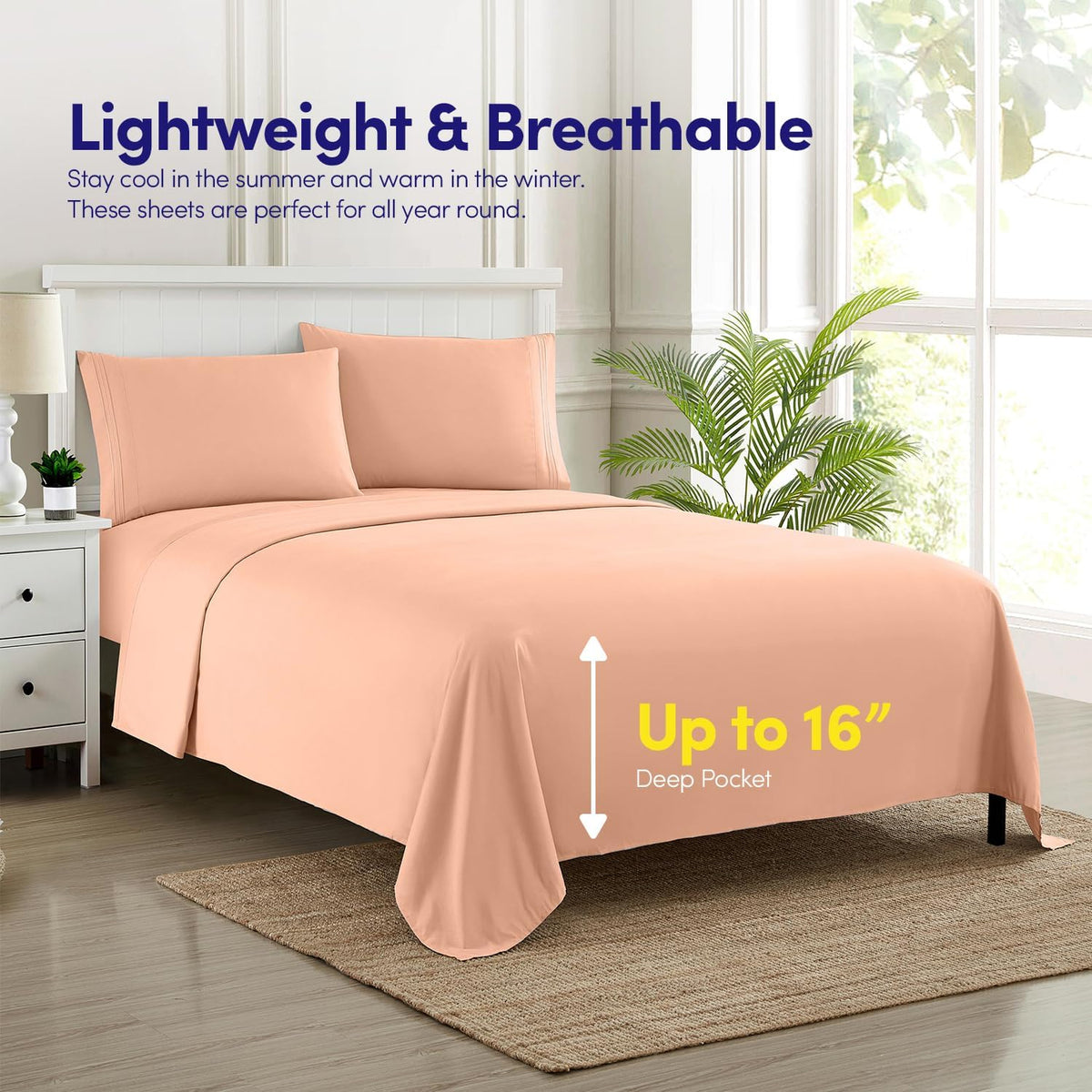 1500 Supreme Collection Queen Sheet Sets Peach - Luxury Hotel Bed Sheets and Pillowcase Set for Queen Mattress - Extra Soft, Elastic Corner Straps, Deep Pocket Sheets, Queen Peach