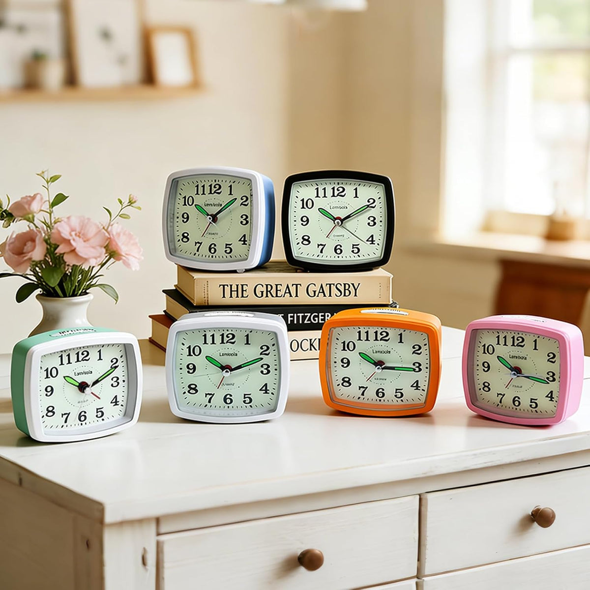 Lamisola Analog Travel for Bedroom, Small Desk Clock, Pink