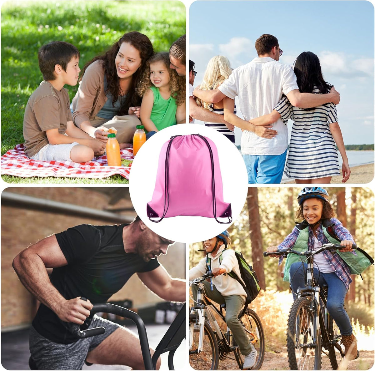 40Pcs Pink Drawstring Backpack Bags Bulk