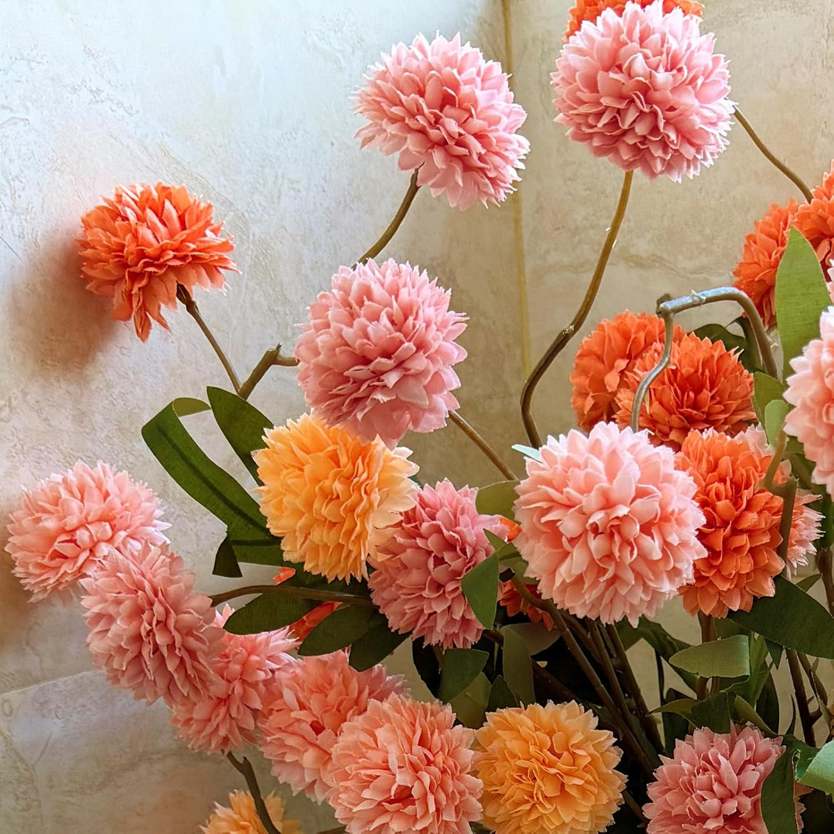8Pcs Artificial Chrysanthemum Flowers Pink Orange Yellow Fall Decor
