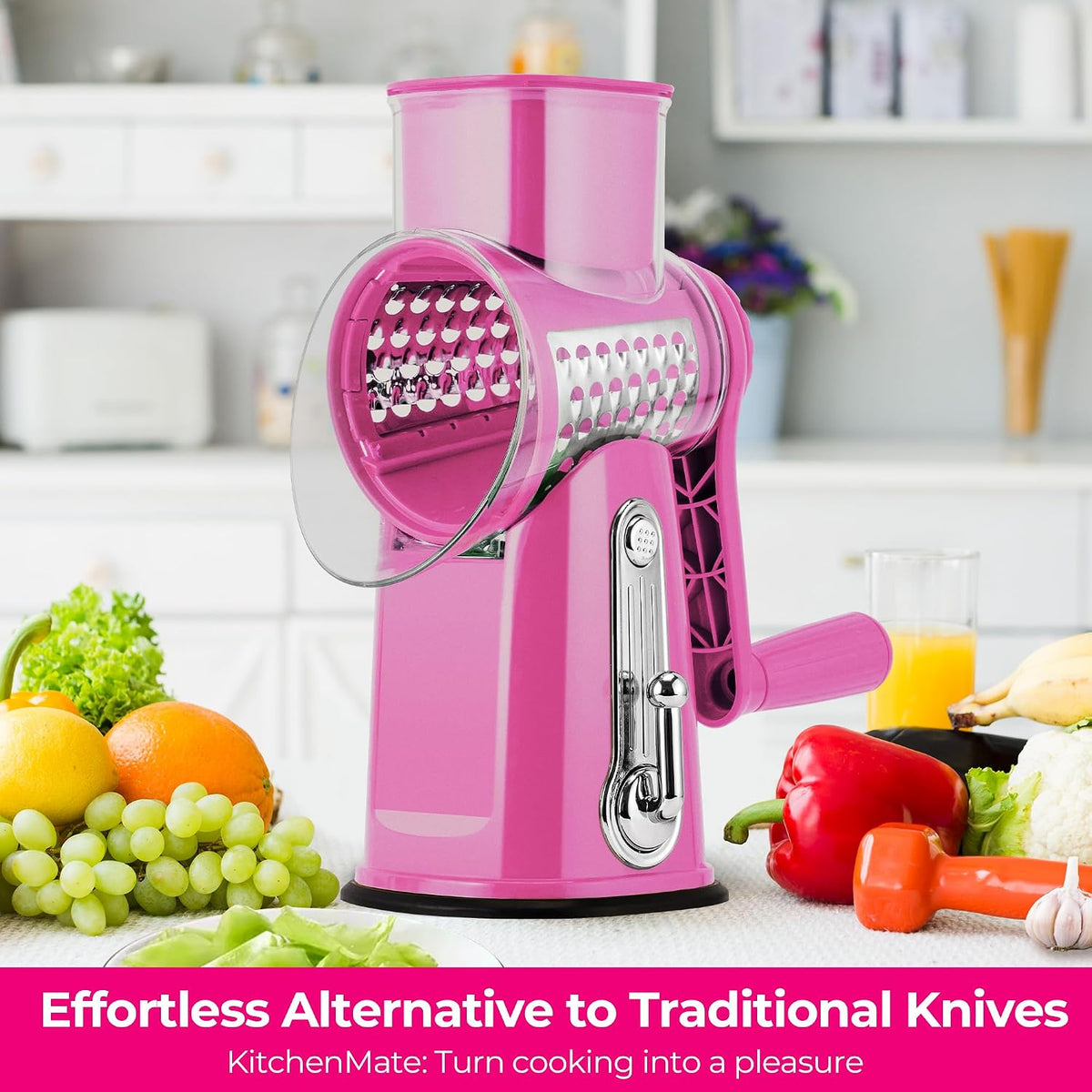 Rotary Cheese Grater 5 Blades,Kitchen Mandoline Vegetable Slicer