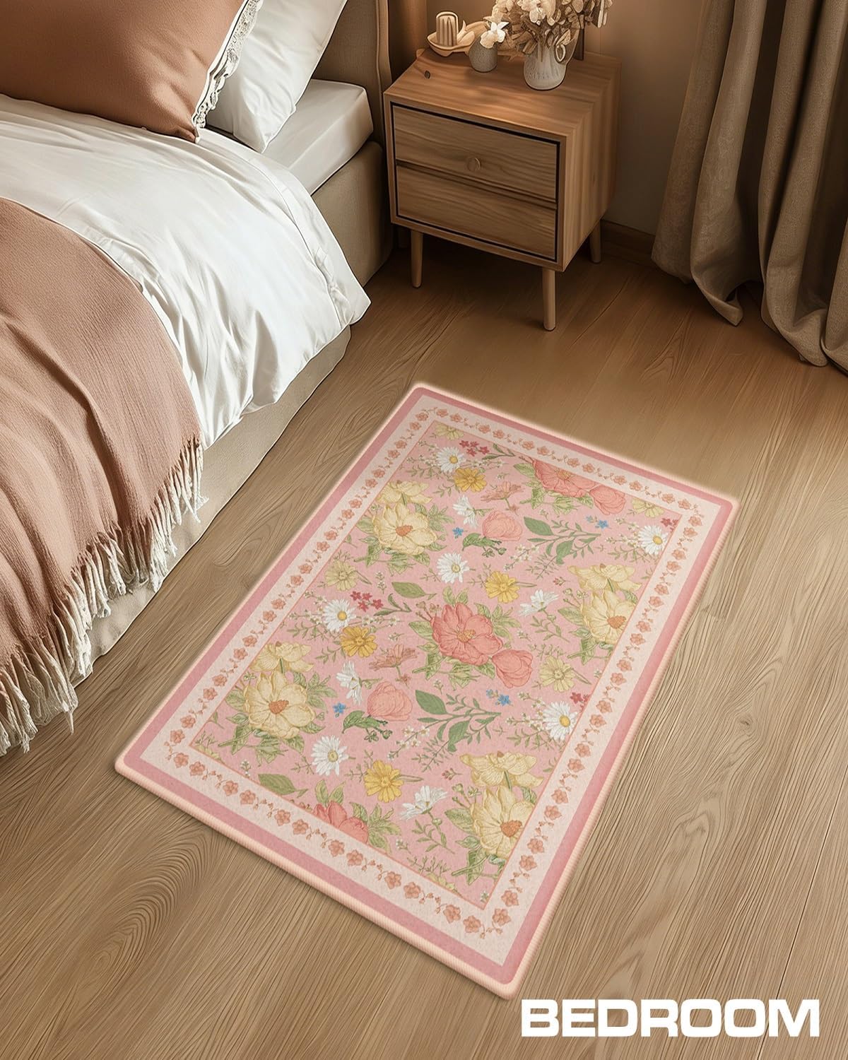 2x3 Entryway Rug Small Door Mat Indoor Entrance Machine Washable Boho Floral Area Rug Non-Slip Low Pile Throw Rugs for Entryway, Kitchen, Bedroom, Bathroom, Front Door Indoor Entrance, Entry