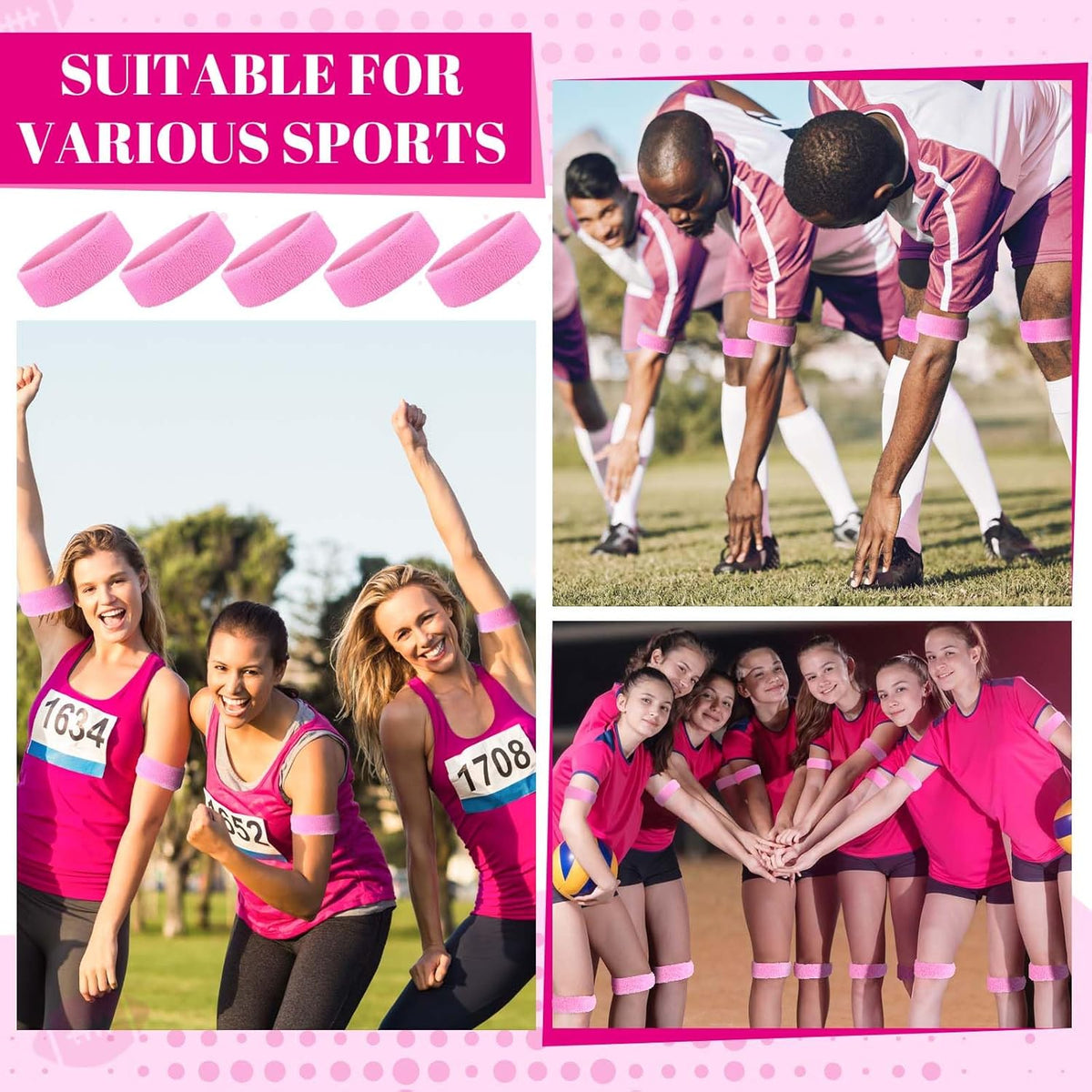 12 Pcs Pink Bicep Bands Breast Cancer Awareness Football Accessories