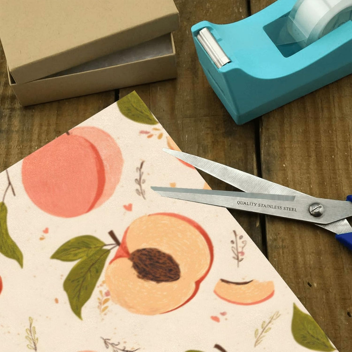 Peaches Pattern Design Birthday Wrapping Paper Roll, Mini Roll Gift Wrap Perfect for Weddings, Brides, Holidays, Baby Showers - 58 x 22.8 inches