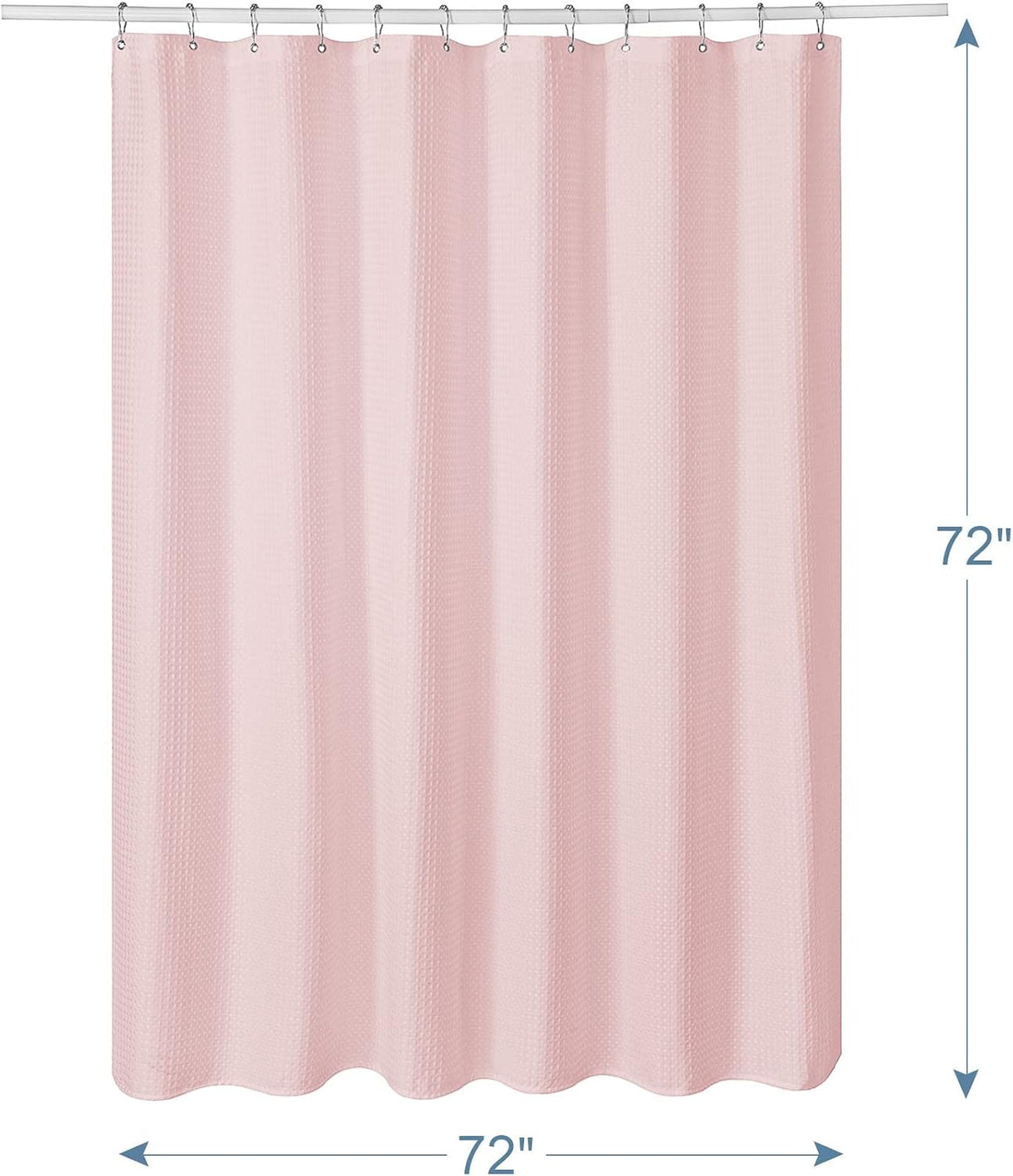 Blush Pink Shower Curtain Fabric, Waffle Shower Curtain Heavy Duty 240GSM, Hotel Quality Bathroom Shower Curtains, 72 x 72 Inches