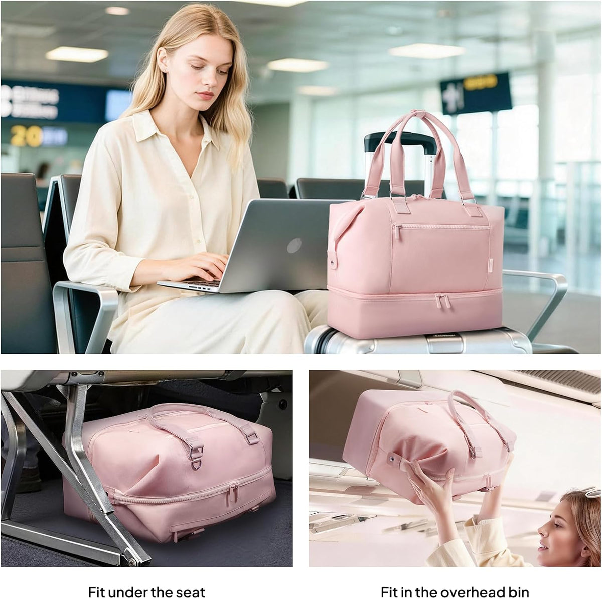 Travel Duffle Bag, Weekender Bags for Women with Shoe Compartment
