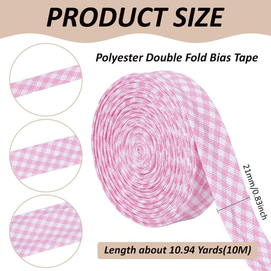 10.94 Yards Pink Stripe Bias Tape, 0.83 Inch Double Fold Bias Binding Tape Pre-fold Bulk Bias Tape for Cheongsam Decoration, Clothing Seaming Piping
