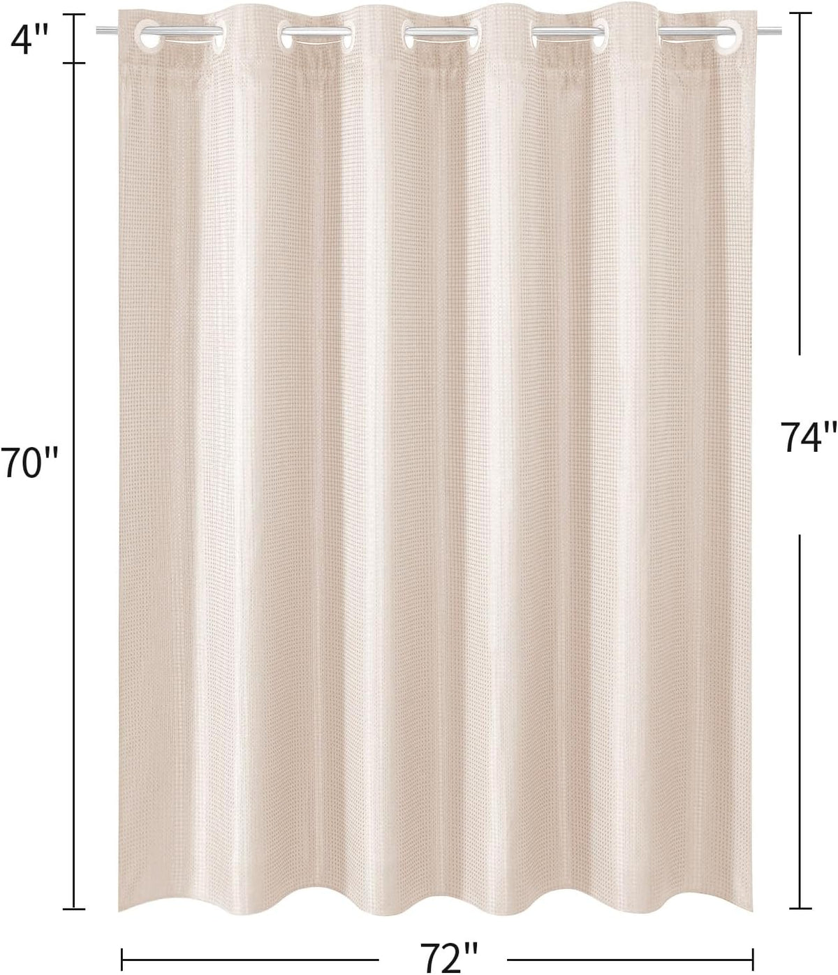 No Hook Weave Fabric Shower Curtain with Snap-in Liner Blush Pink,72x74