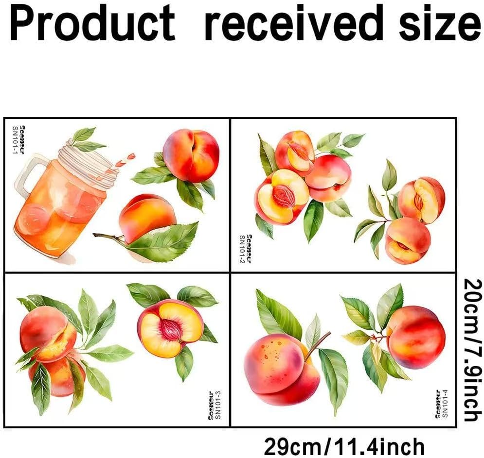 Pink and Tender Refreshing Peach Fruit Wall Decals Colorful Peach Wall Stickers Restaurant Kitchen Wall Decor Pegatinas para Pared