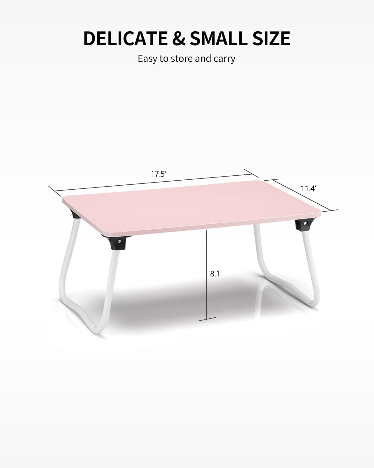 Foldable Lap Desk Laptop Stand Bed Desk Table Tray, Breakfast Serving Tray, Portable & Lightweight Mini Table, Lap Tablet Desk for Sofa Couch Floor - Pink