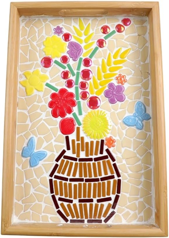 1.1LB Mixed Ceramic Mosaic Tiles, Floral Mushroom Berry Pieces, Mosaic Pieces for DIY Crafts, Flower Pots, Home Decor, 0.5-1.6 inch, 0.23 inch Thick (Pink)