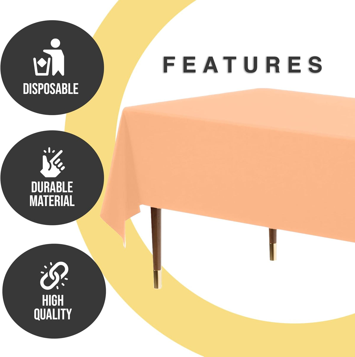 66% Thicker Premium Plastic Table Cloth Rectangle Table Cover 0.5 Mil 12 Pack Peach Table Cloth 54 Inch x 108 Inch Disposable Tablecloth Won't Tear Easily Like Cheap Thin Brands