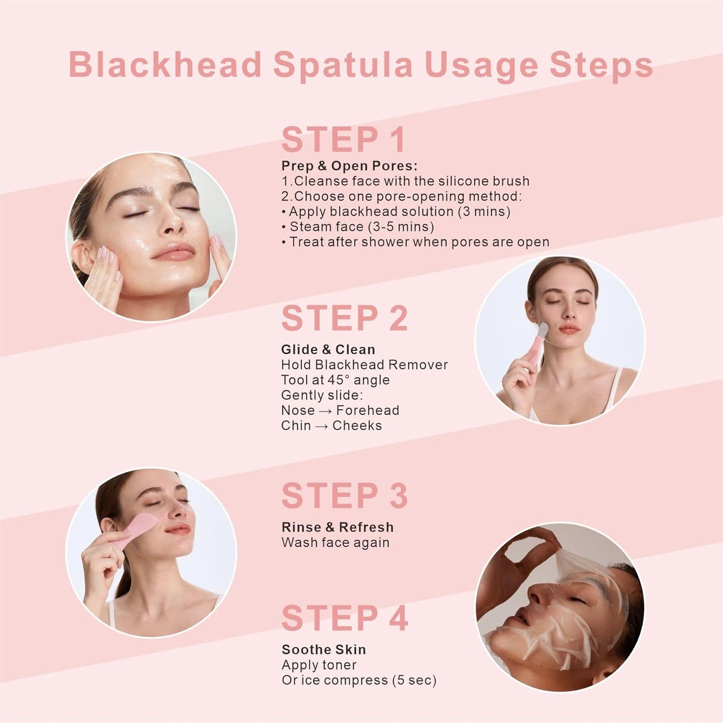 Blackhead Remover & Silicone Face Scrubber,Face Spatula,Facial Cleansing Brush, Pore Brush, Face Scrubber Exfoliator for Facial Deep Cleansing (Pink)