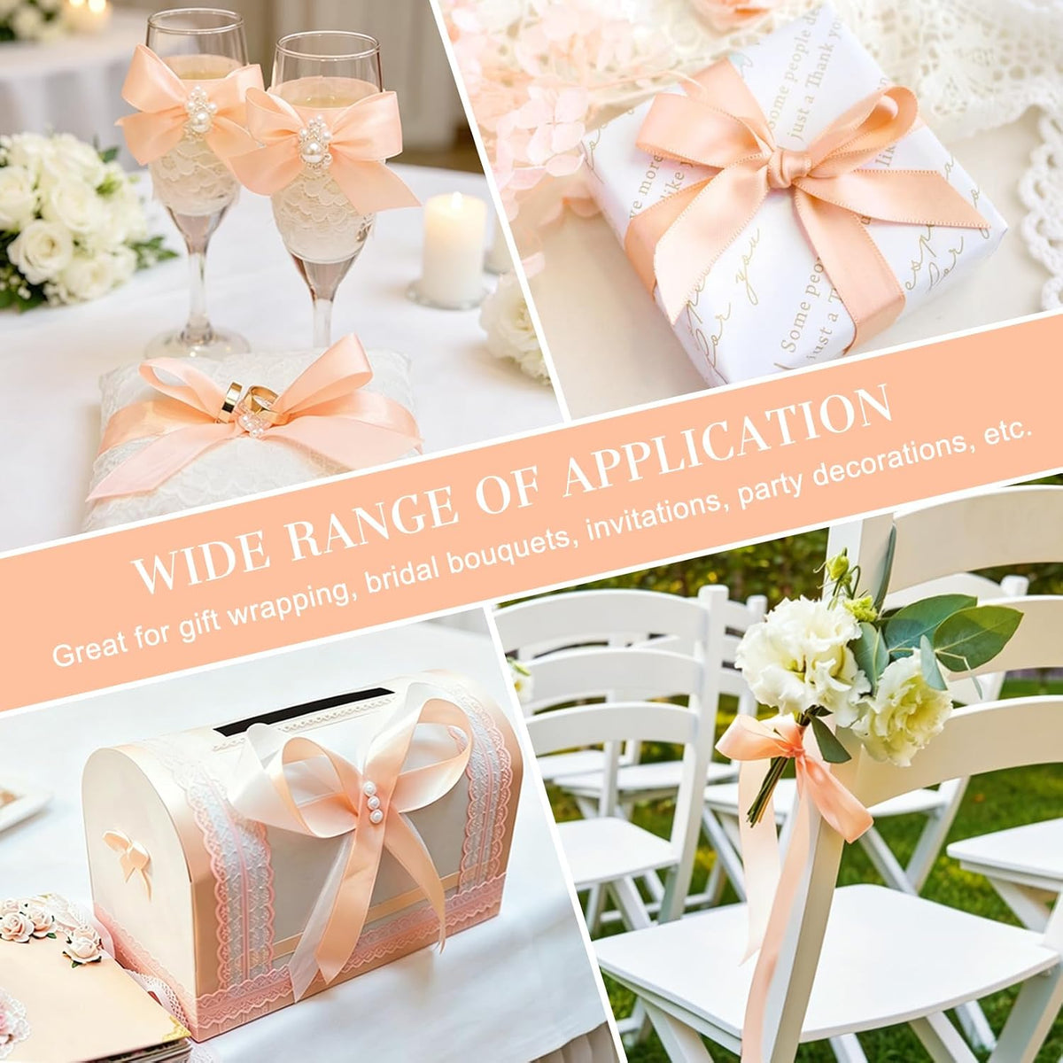 Peach Satin Ribbon, 1 Inch, 50 Yards