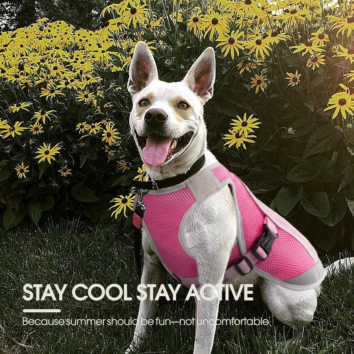 Dog Cooling Vest, Reflective Cooling Jacket for Dogs, Large, Pink