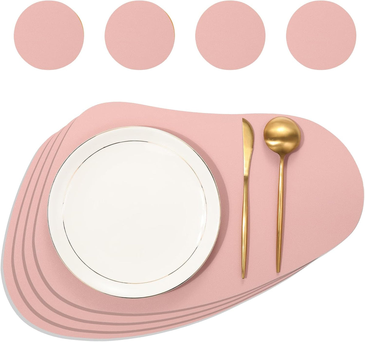 Faux Leather Placemats Set of 8 Heat-Resistant Scratch-Resistant Waterproof